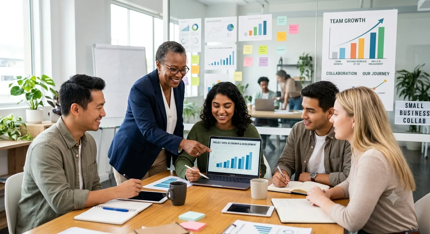 Small business owner developing a strategic marketing plan.