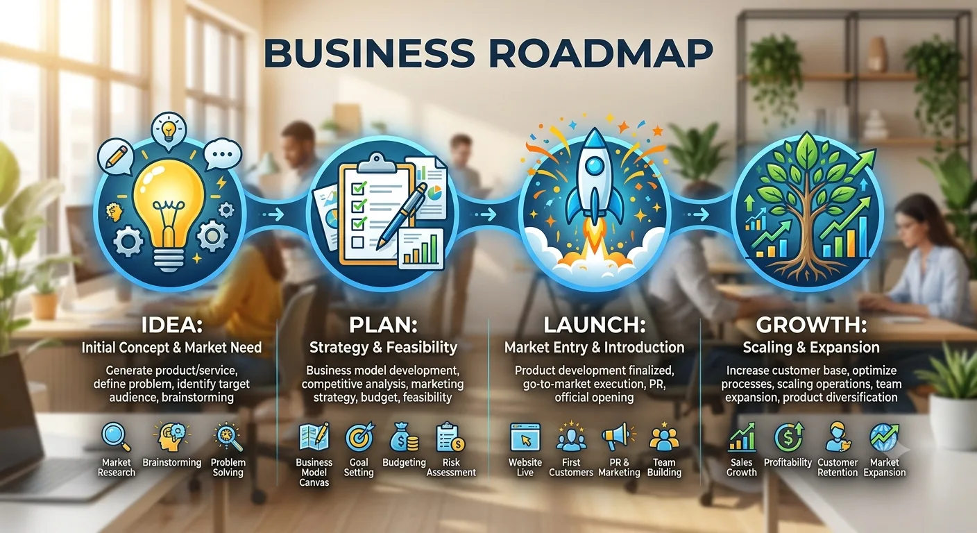 Startup roadmap from idea to business growth