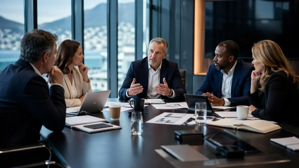 Leadership team aligning different perspectives during a strategy meeting